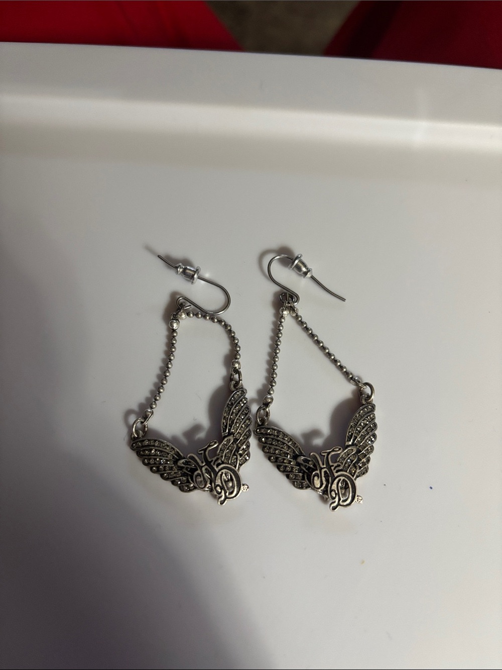 Harley Davidson Silver Wing Drop Earrings - Women's Fashion Jewelry